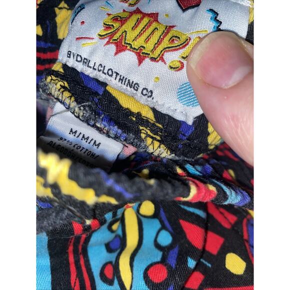 OH SNAP! Men Retro 90s Geometric Print Shorts Stretch Twill Black Colorful Med - Picture 4 of 10